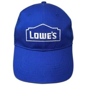 Lowe's Blue White Baseball Cap Hat OS Strapback Adjustable Embroidered Mesh Back